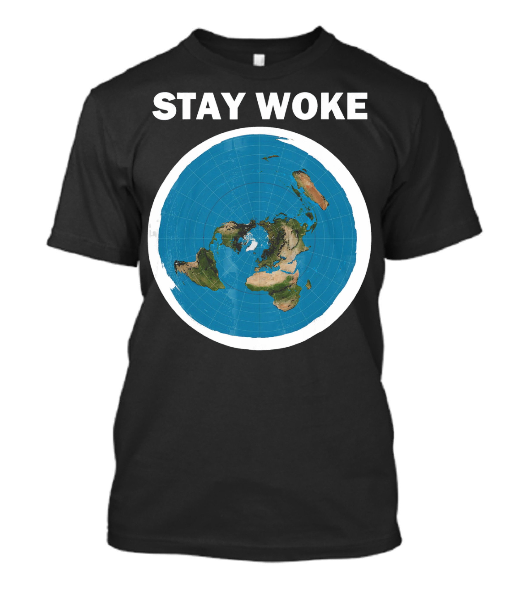 Stay Woke Flat Earth Map Representation T-Shirt