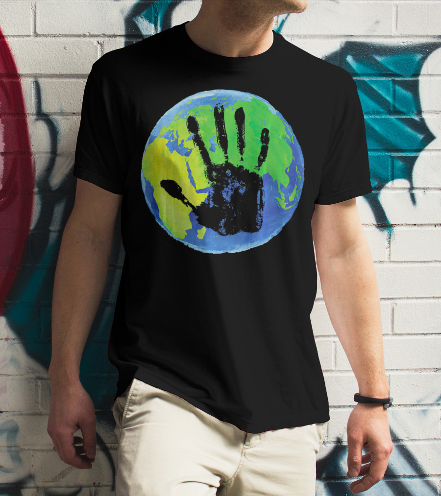 Earth Day Globe With Handprint Nature Conservation T-Shirt
