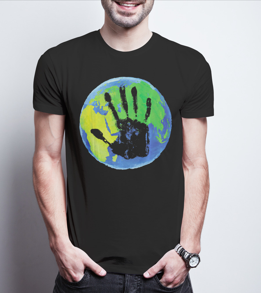 Earth Day Globe With Handprint Nature Conservation T-Shirt