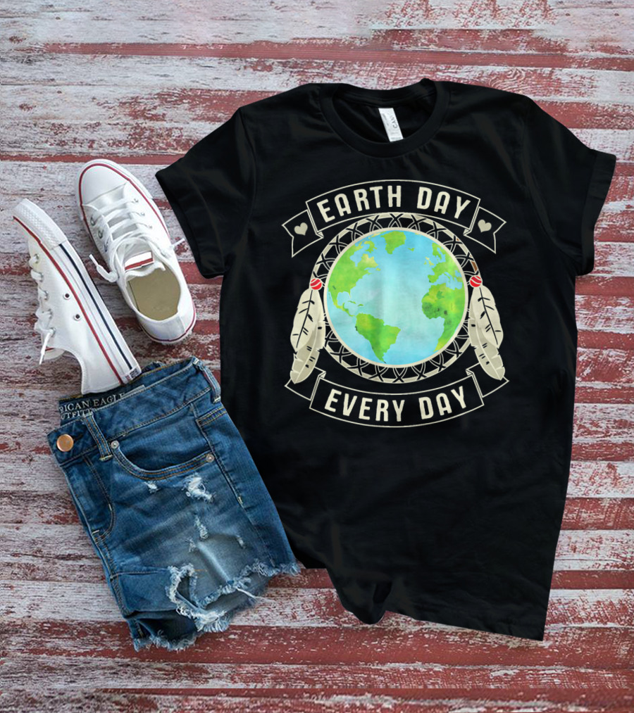 Earth Day Every Day Dreamcatcher Globe Feathers T-Shirt