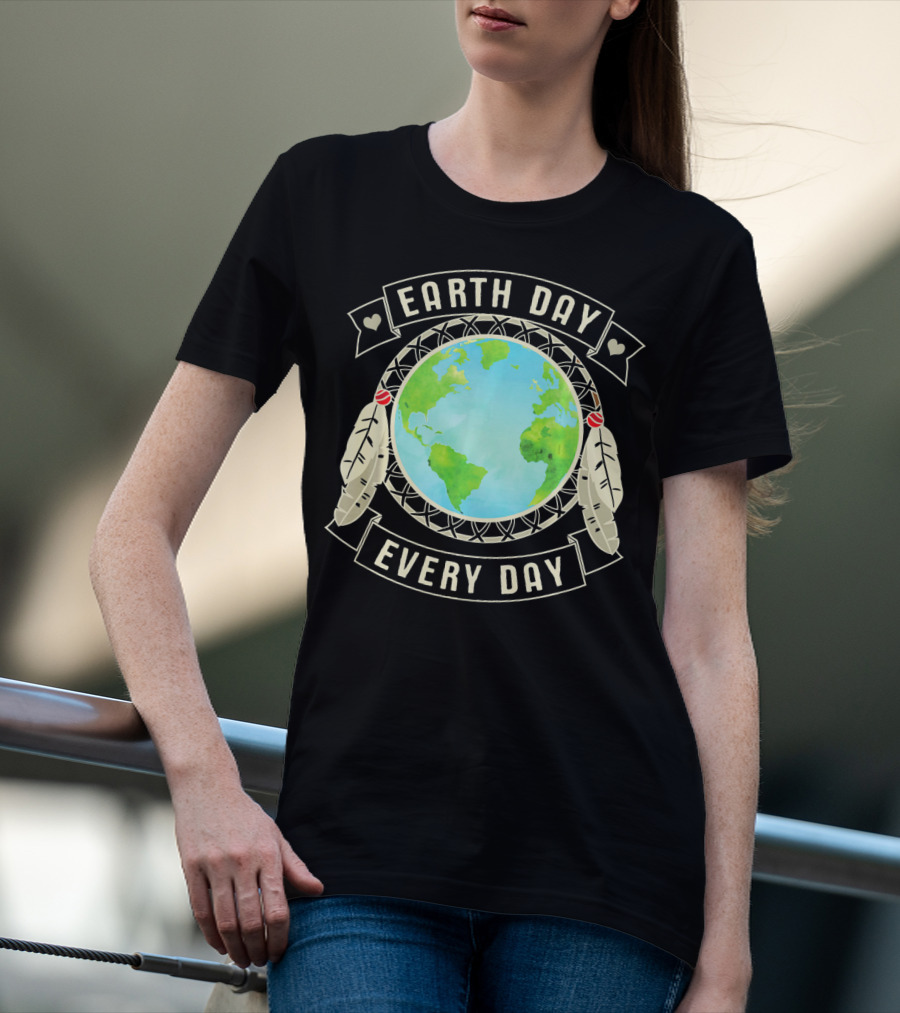 Earth Day Every Day Dreamcatcher Globe Feathers T-Shirt
