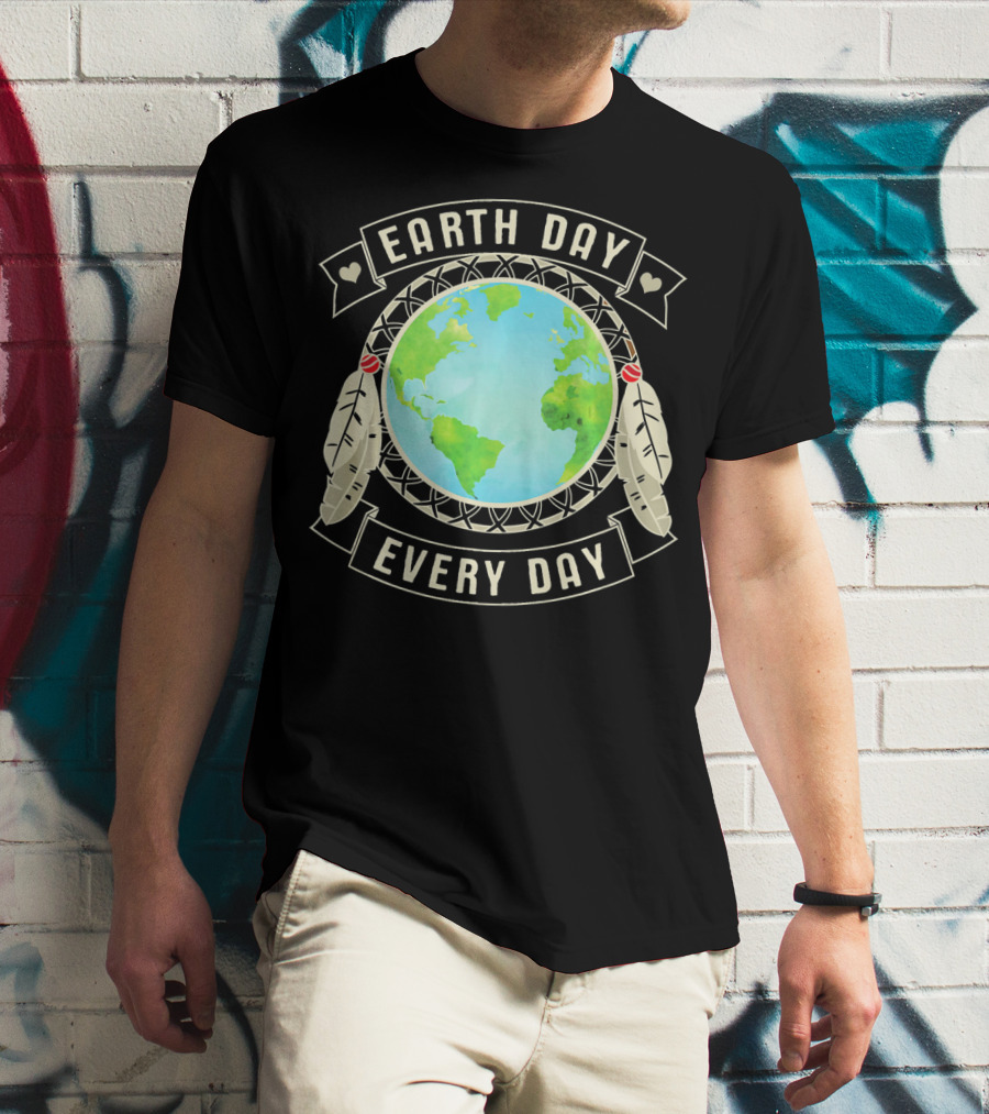 Earth Day Every Day Dreamcatcher Globe Feathers T-Shirt