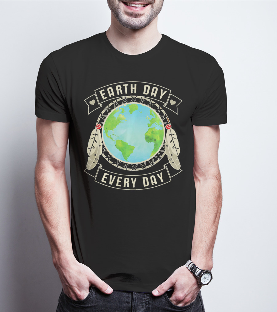 Earth Day Every Day Dreamcatcher Globe Feathers T-Shirt