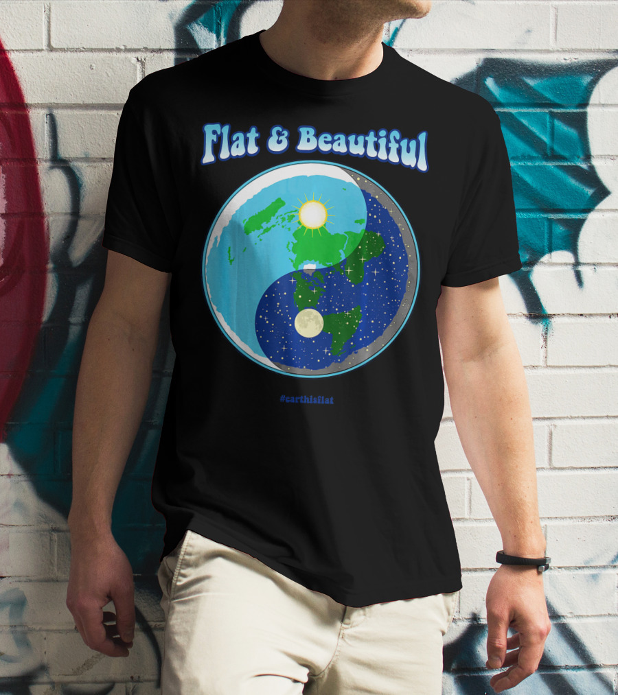 Flat And Beautiful Earth Ying Yang #earthisflat T-Shirt