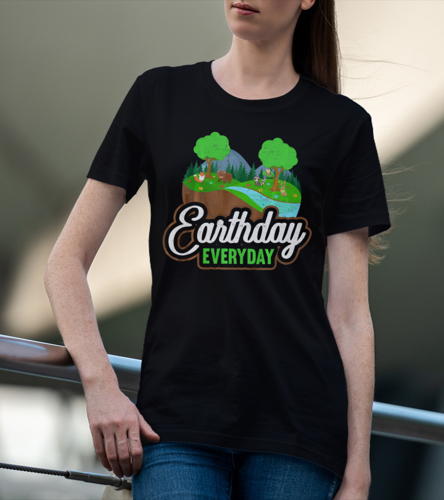 Earth Day Every Day Conservation Wildlife Nature Scene T-Shirt