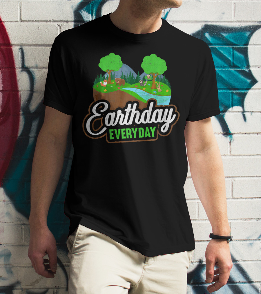 Earth Day Every Day Conservation Wildlife Nature Scene T-Shirt