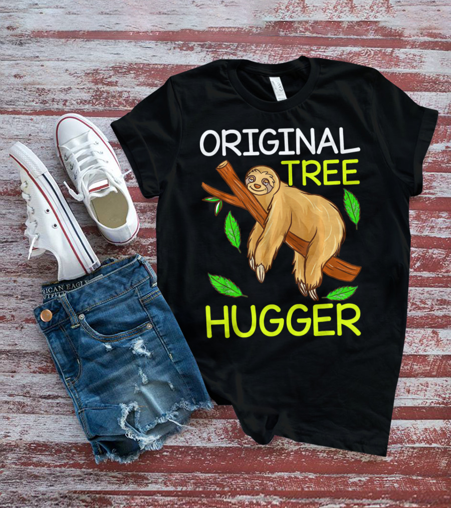 Original Tree Hugger Sloth Environmental Climate T-Shirt