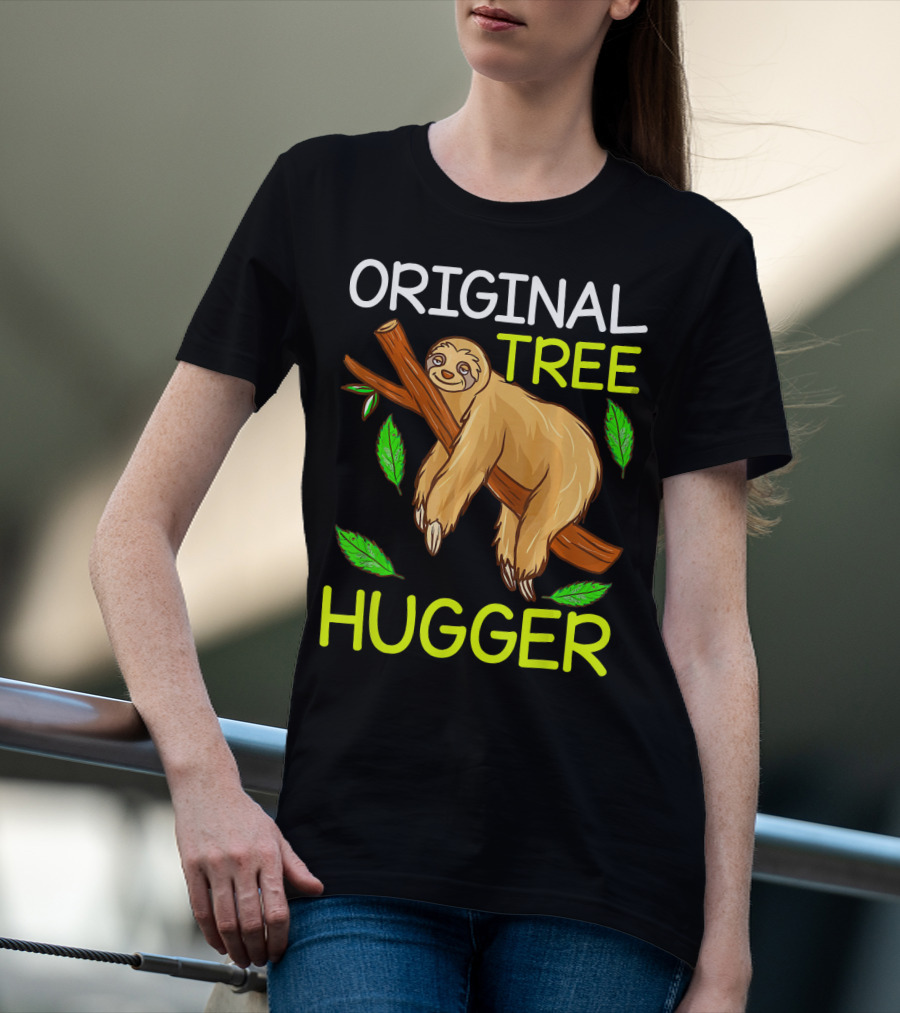 Original Tree Hugger Sloth Environmental Climate T-Shirt