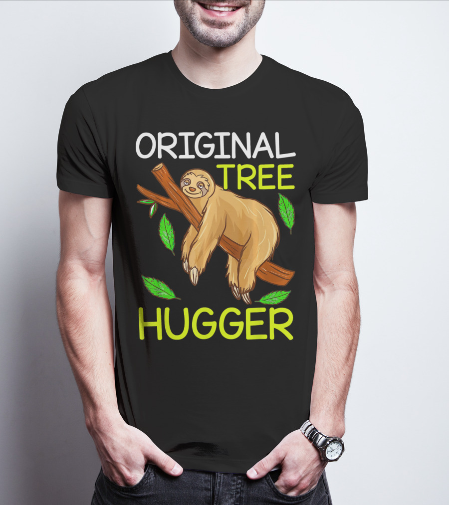 Original Tree Hugger Sloth Environmental Climate T-Shirt