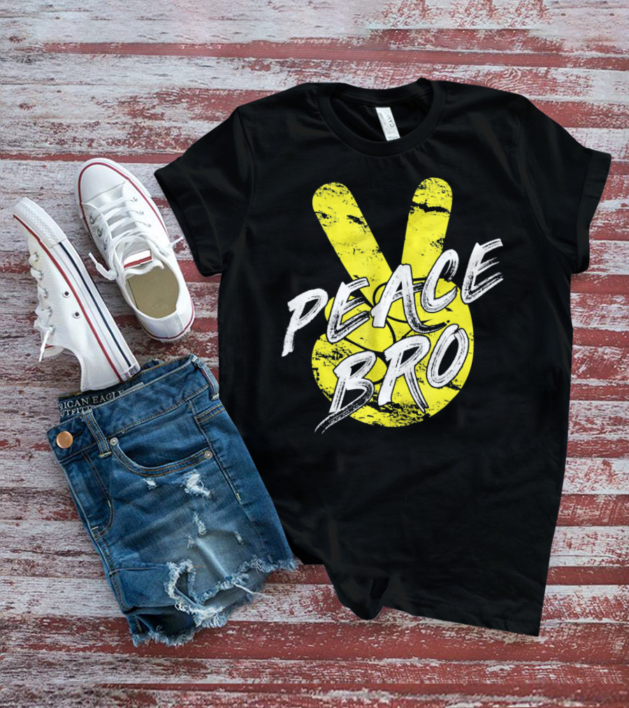 PEACE Bro Peace Sign Yellow Tex T-Shirt