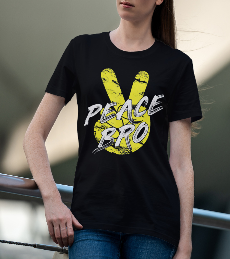 PEACE Bro Peace Sign Yellow Tex T-Shirt
