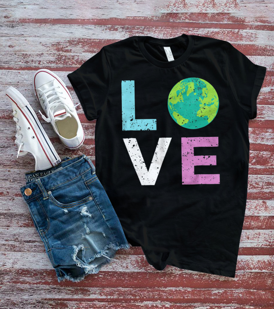 LOVE Earth Day With Globe Vin Earth T-Shirt