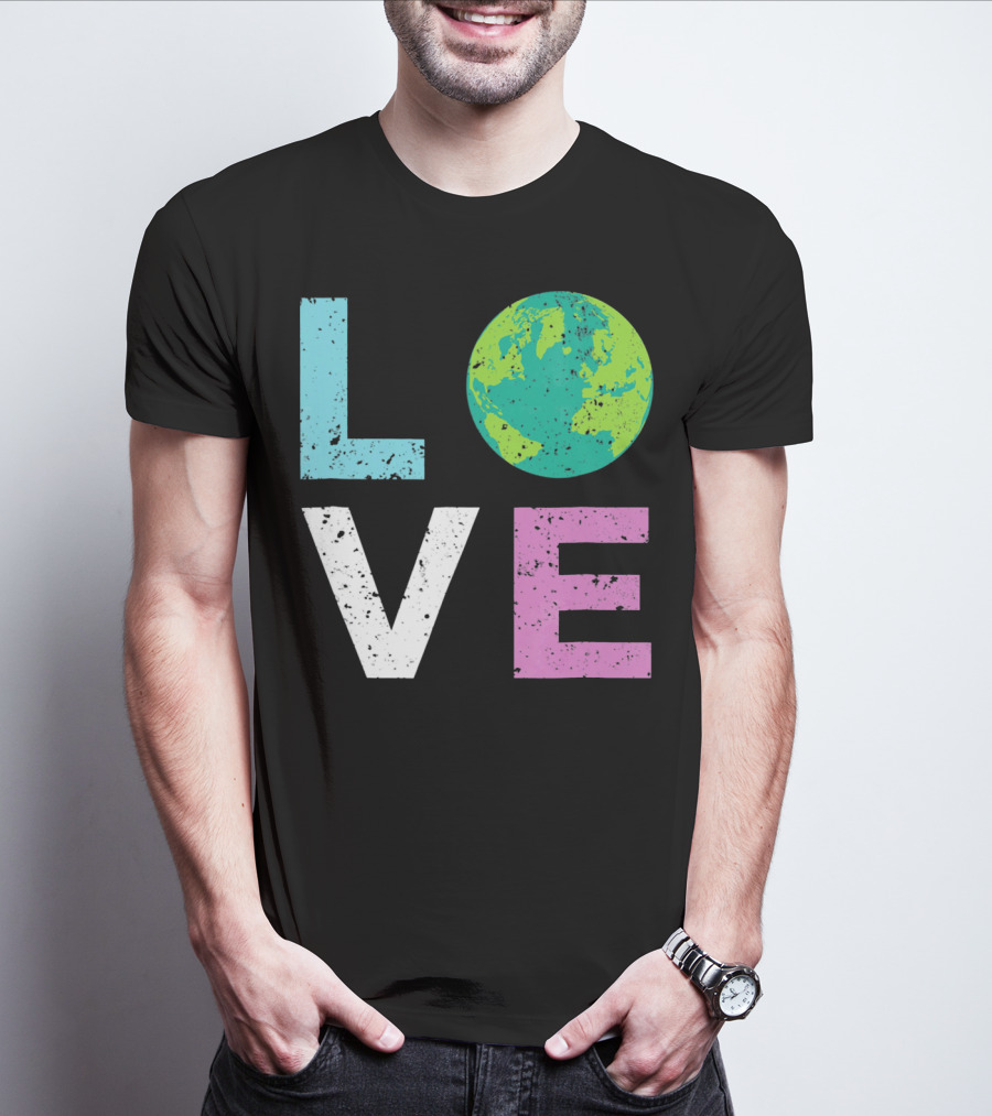 LOVE Earth Day With Globe Vin Earth T-Shirt