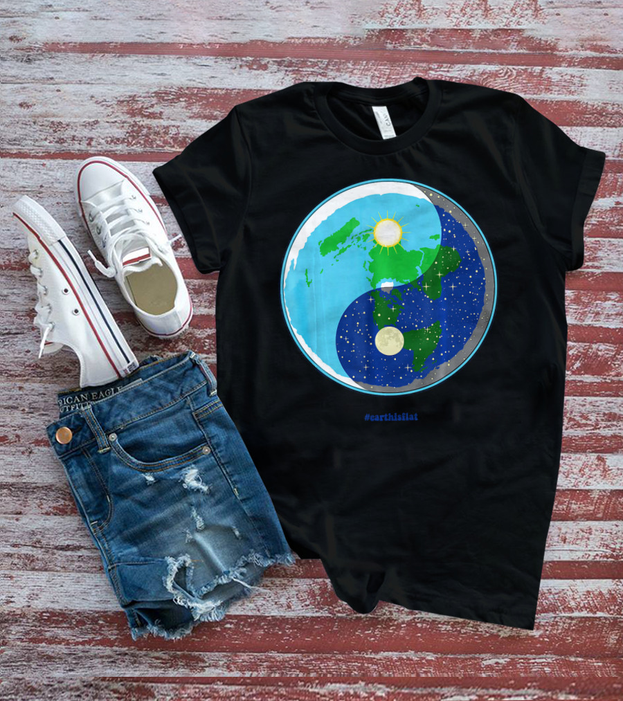 Ying Yang Flat Earth Truther #earthisflat Sun And Moon T-Shirt