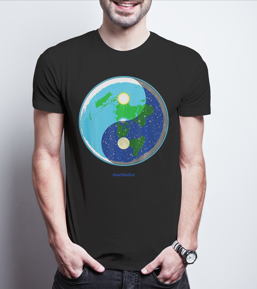 Ying Yang Flat Earth Truther #earthisflat Sun And Moon T-Shirt