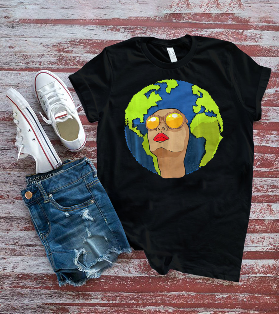 Arbor Mother Earth Day Sunglasses Reflection Globe Face T-Shirt