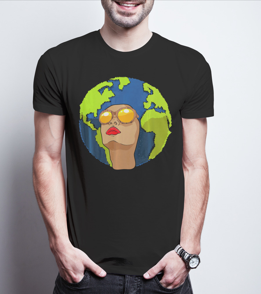 Arbor Mother Earth Day Sunglasses Reflection Globe Face T-Shirt