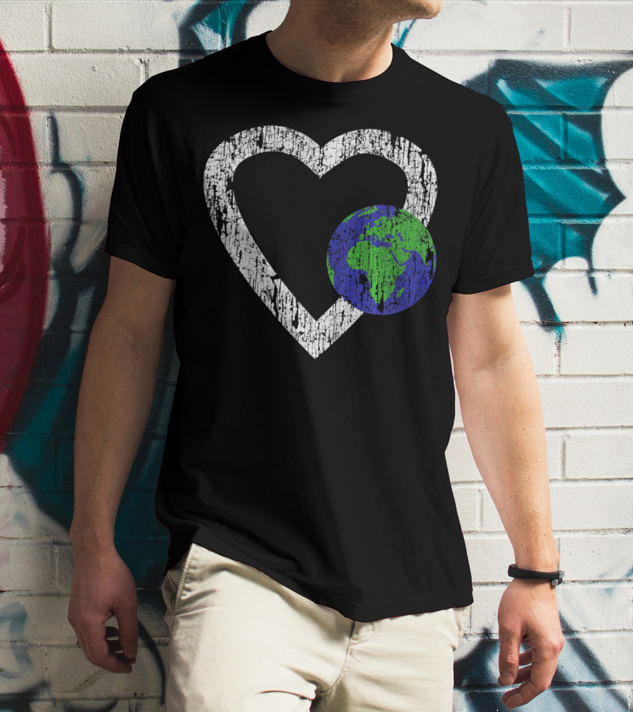 I Love Planet Earth Day Climate Change Heart World T-Shirt