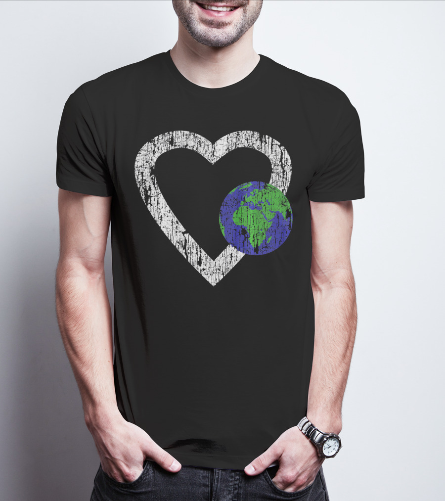 I Love Planet Earth Day Climate Change Heart World T-Shirt