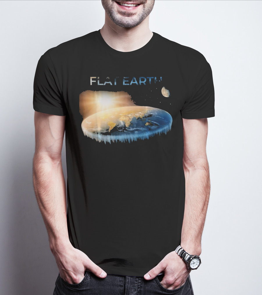 Flat Earth Dome Map With Sun And Moon T-Shirt