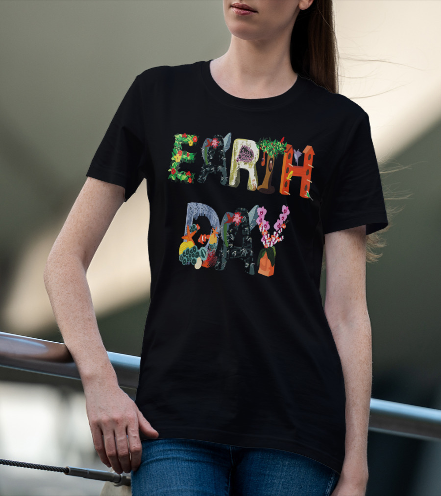 National Earth Day Nature-Themed Lettering T-Shirt