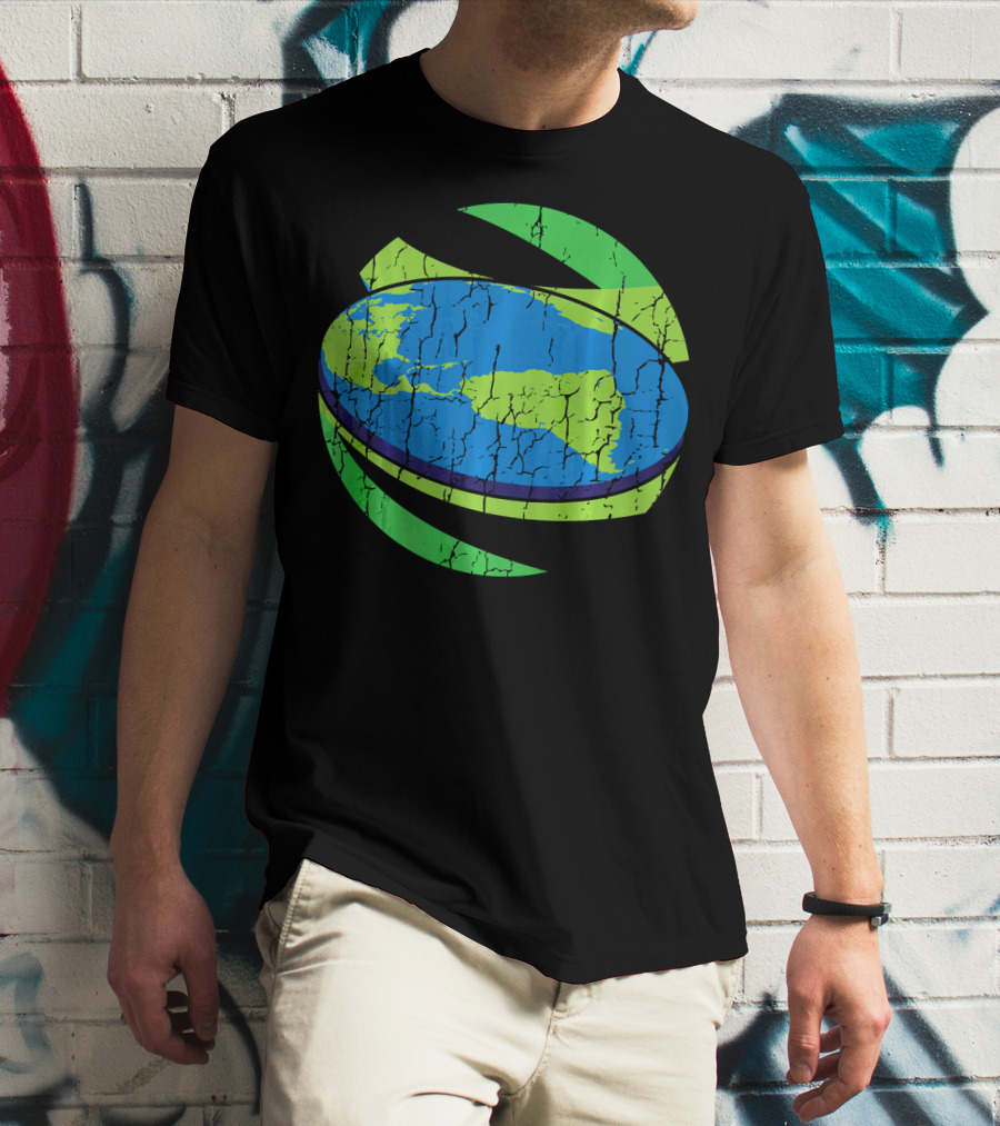 Flat Earth Flat Earther Planet Cracked Globe T-Shirt