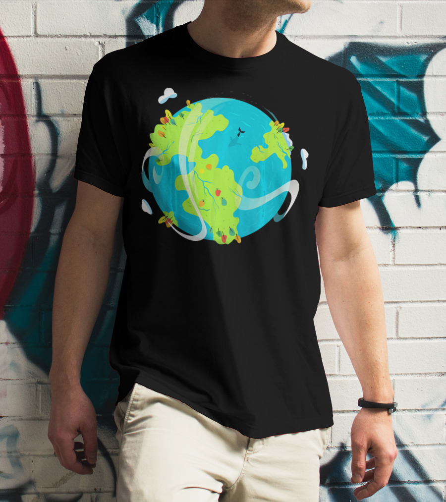 Earth Day Mother Planet Tree Dolphin Scenic Globe T-Shirt