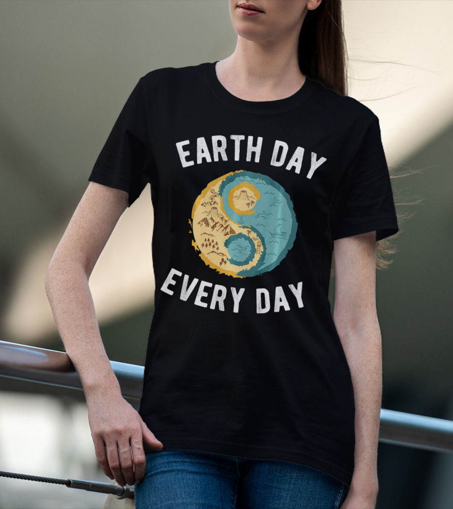 Earth Day Every Day Yin Yang Yog Nature Elements T-Shirt