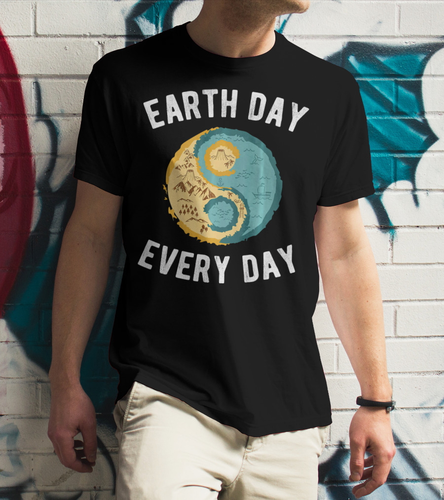 Earth Day Every Day Yin Yang Yog Nature Elements T-Shirt
