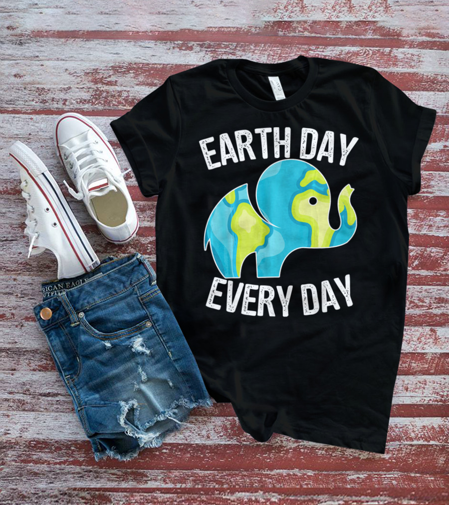 Earth Day Every Day Elephant Vintage Earth T-Shirt