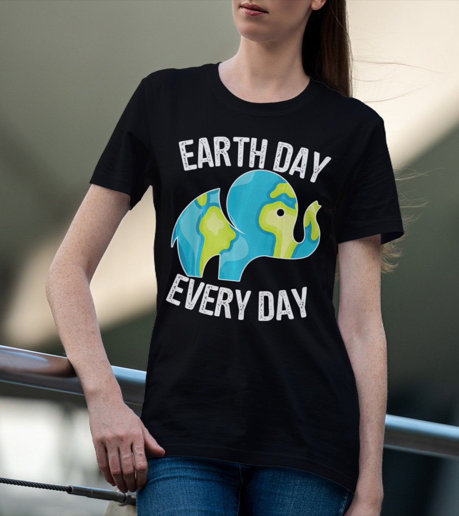 Earth Day Every Day Elephant Vintage Earth T-Shirt