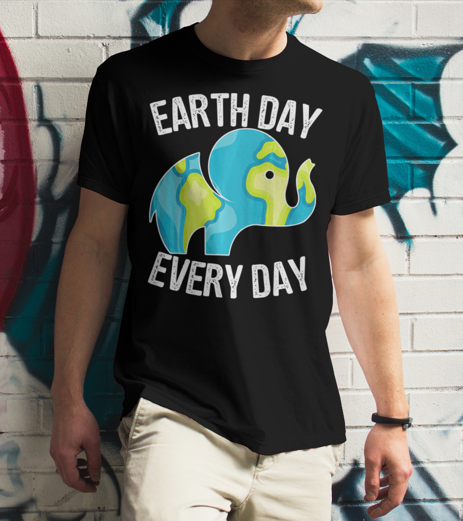 Earth Day Every Day Elephant Vintage Earth T-Shirt