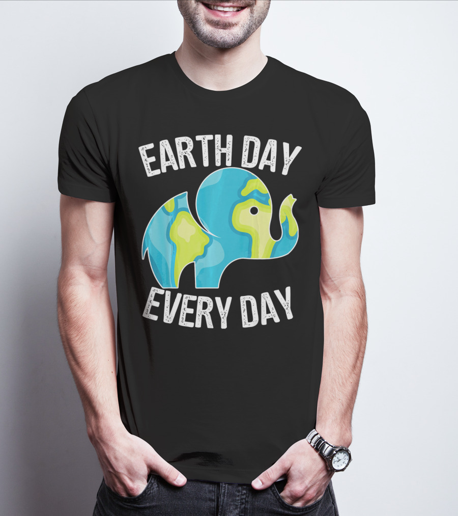 Earth Day Every Day Elephant Vintage Earth T-Shirt