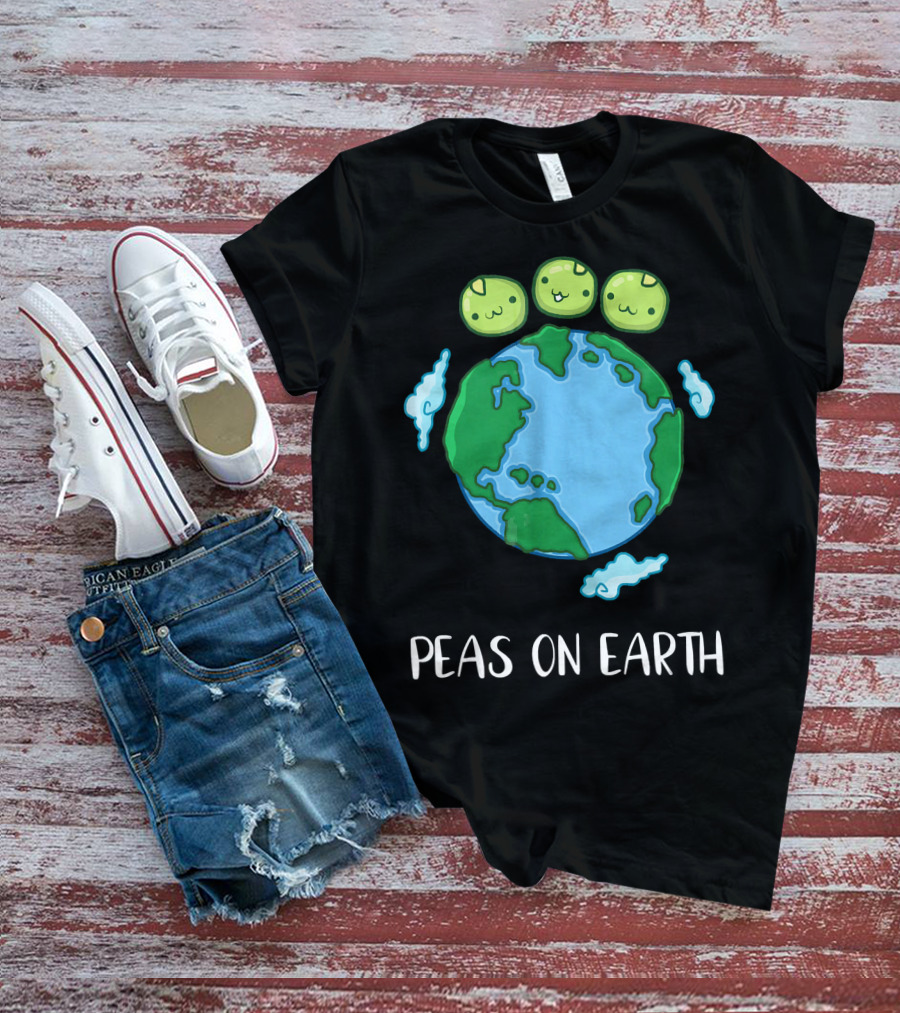 Peas On Earth Funny Peace Globe Cartoon T-Shirt