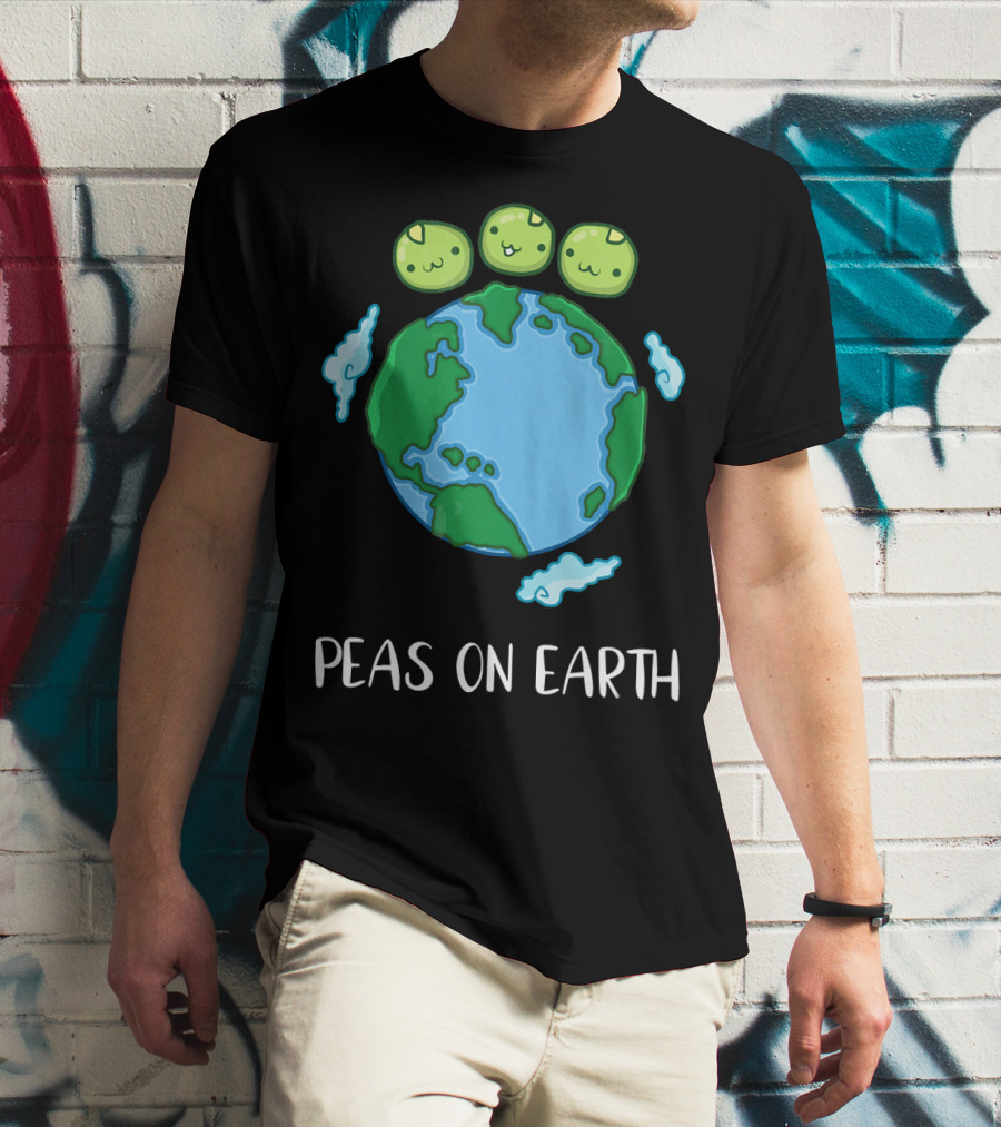 Peas On Earth Funny Peace Globe Cartoon T-Shirt