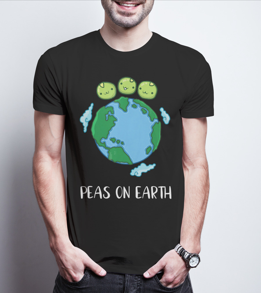 Peas On Earth Funny Peace Globe Cartoon T-Shirt