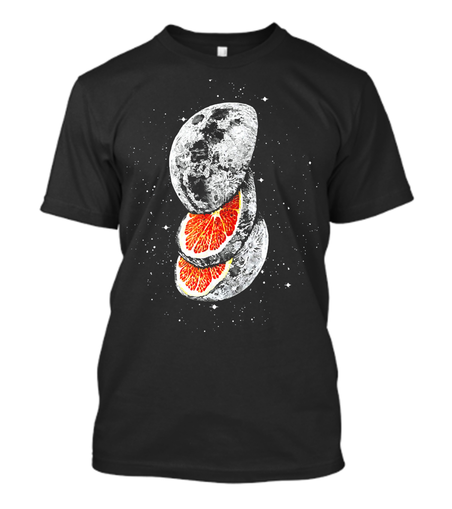 Lunar Fruit Orange Slices With Celestial Moon Earth T-Shirt