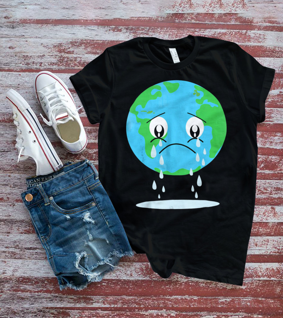 Sad Earth Crying Environmental Green Planet T-Shirt
