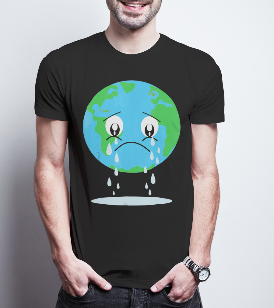 Sad Earth Crying Environmental Green Planet T-Shirt