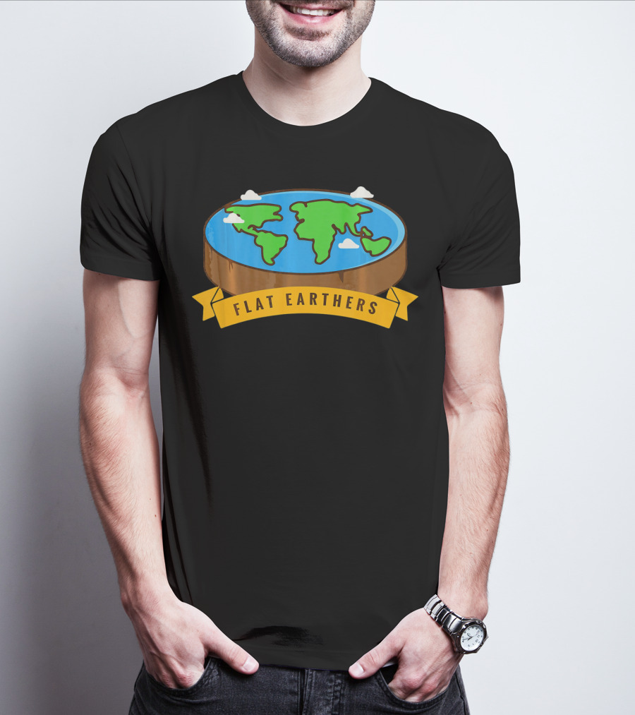 Flat Earthers Flat Earth Society Earth Disc Banner T-Shirt