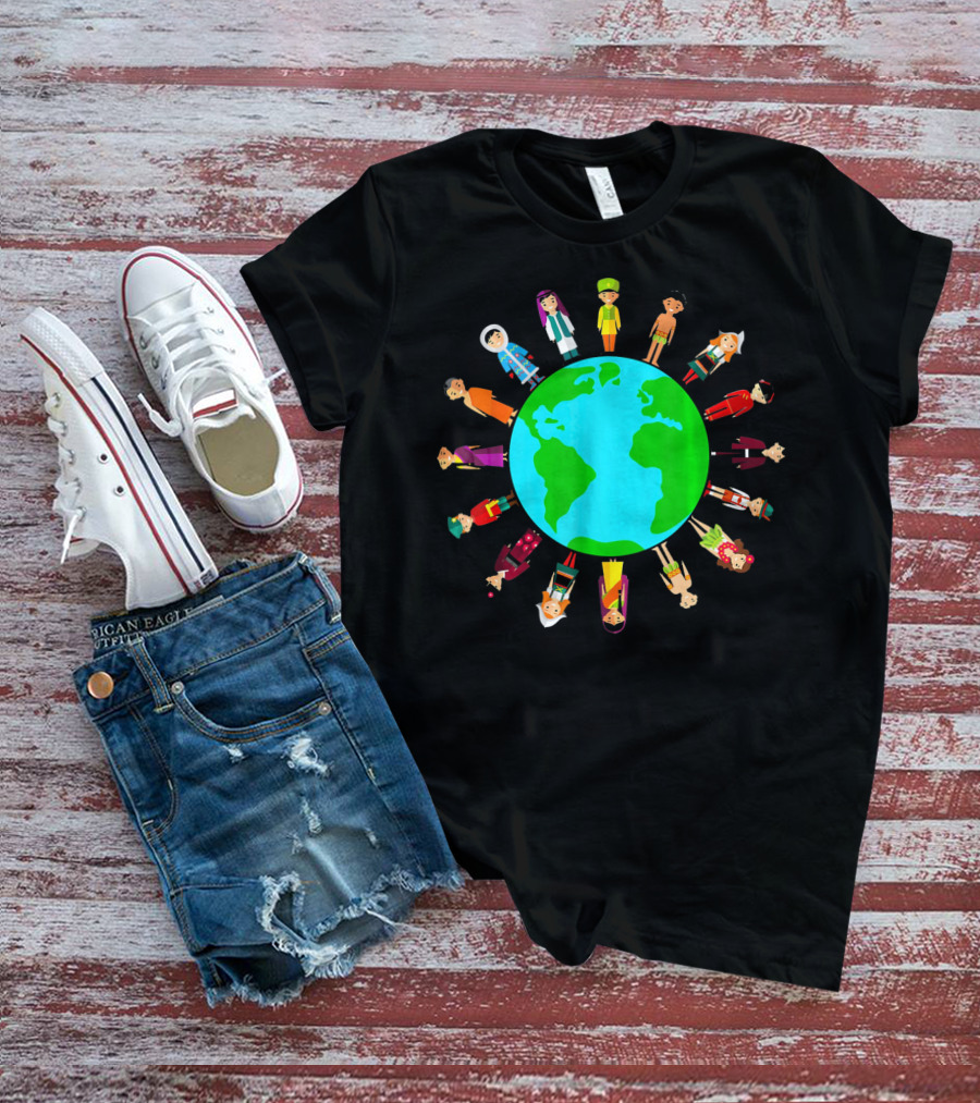 Happy Earth Day Global Unity With Diverse People Around The World T-Shirt