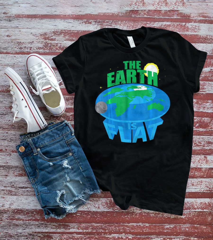 The Earth Is Flat Moon Sun Stars T-Shirt