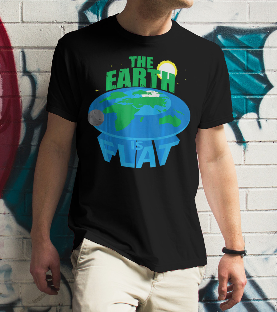 The Earth Is Flat Moon Sun Stars T-Shirt