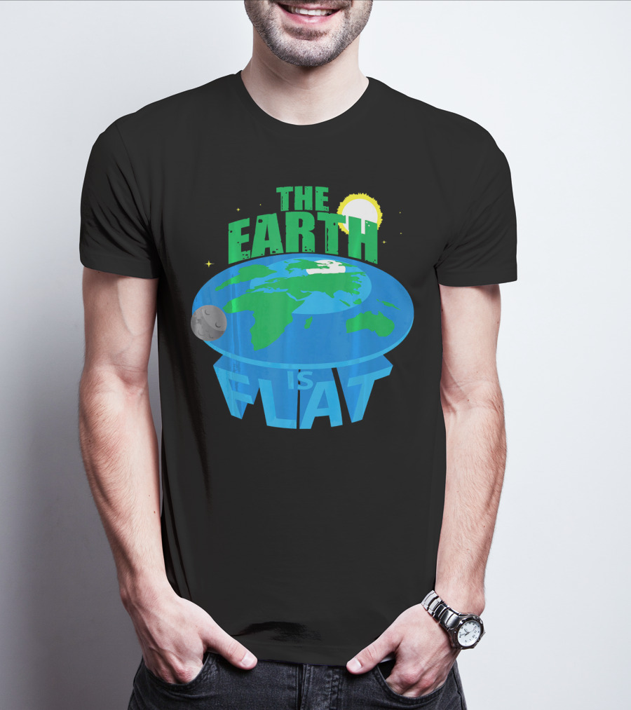 The Earth Is Flat Moon Sun Stars T-Shirt