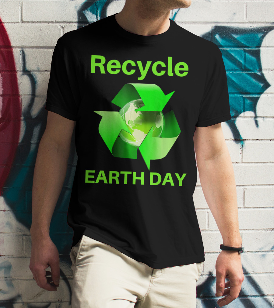 Recycle Earth Day Green Arrows Globe T-Shirt