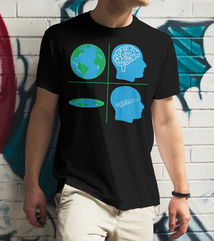 Flat Earth Society Flat Brain Memes Globes And Brain Flatheads T-Shirt