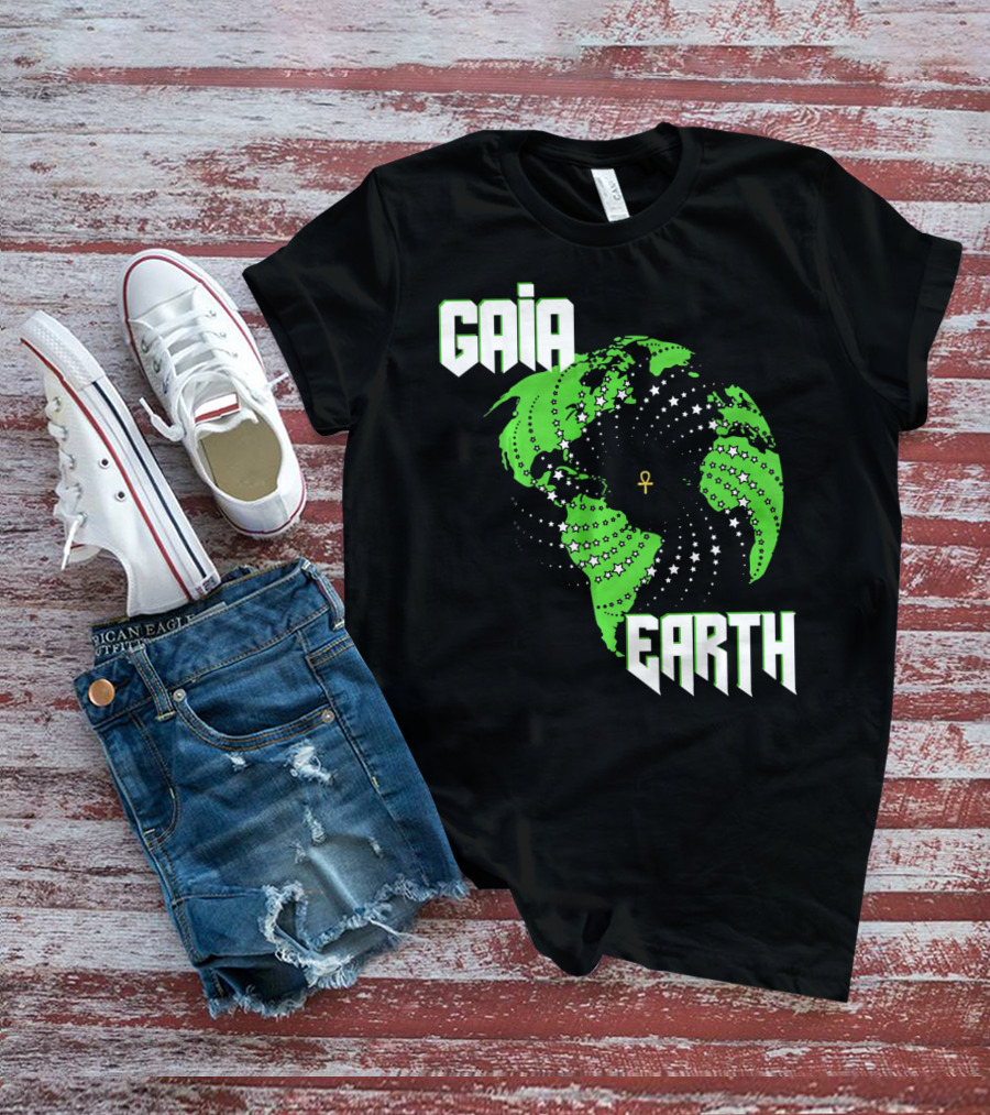 Gaia Earth Ankh Starry Globe T-Shirt