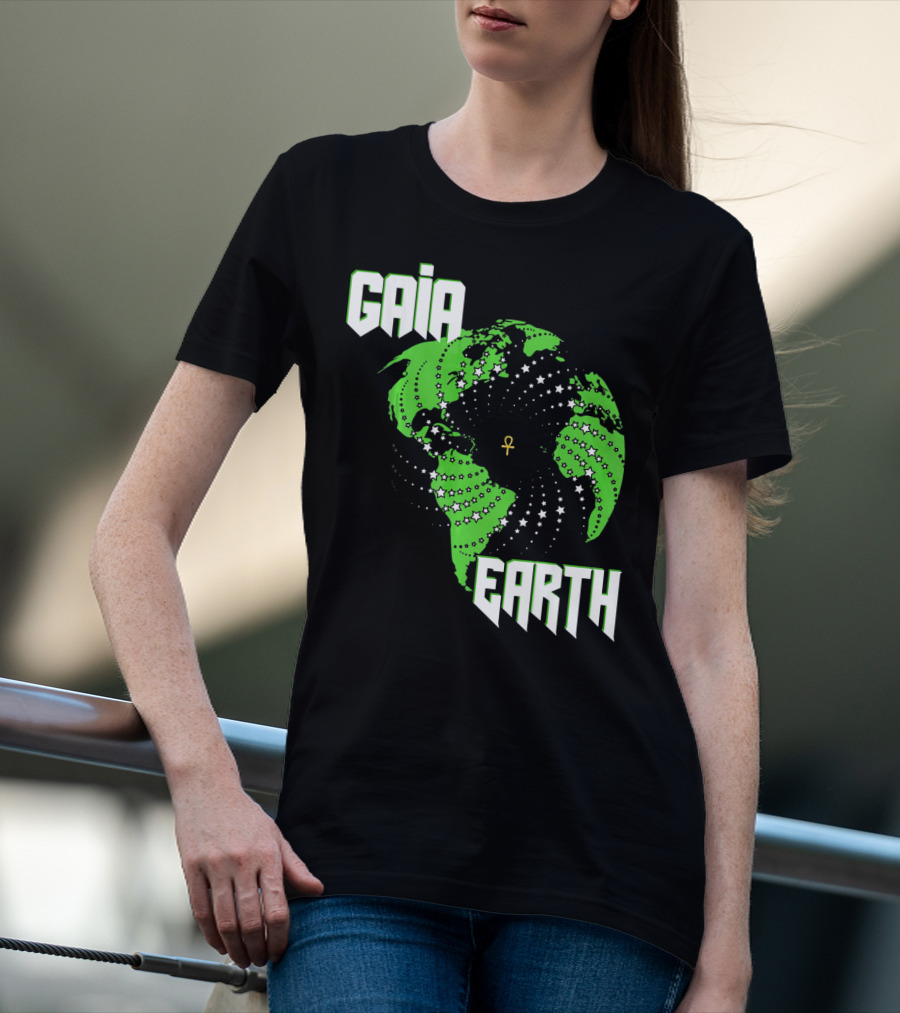 Gaia Earth Ankh Starry Globe T-Shirt