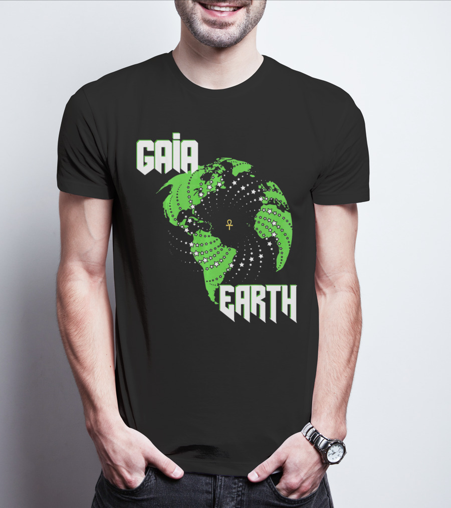 Gaia Earth Ankh Starry Globe T-Shirt