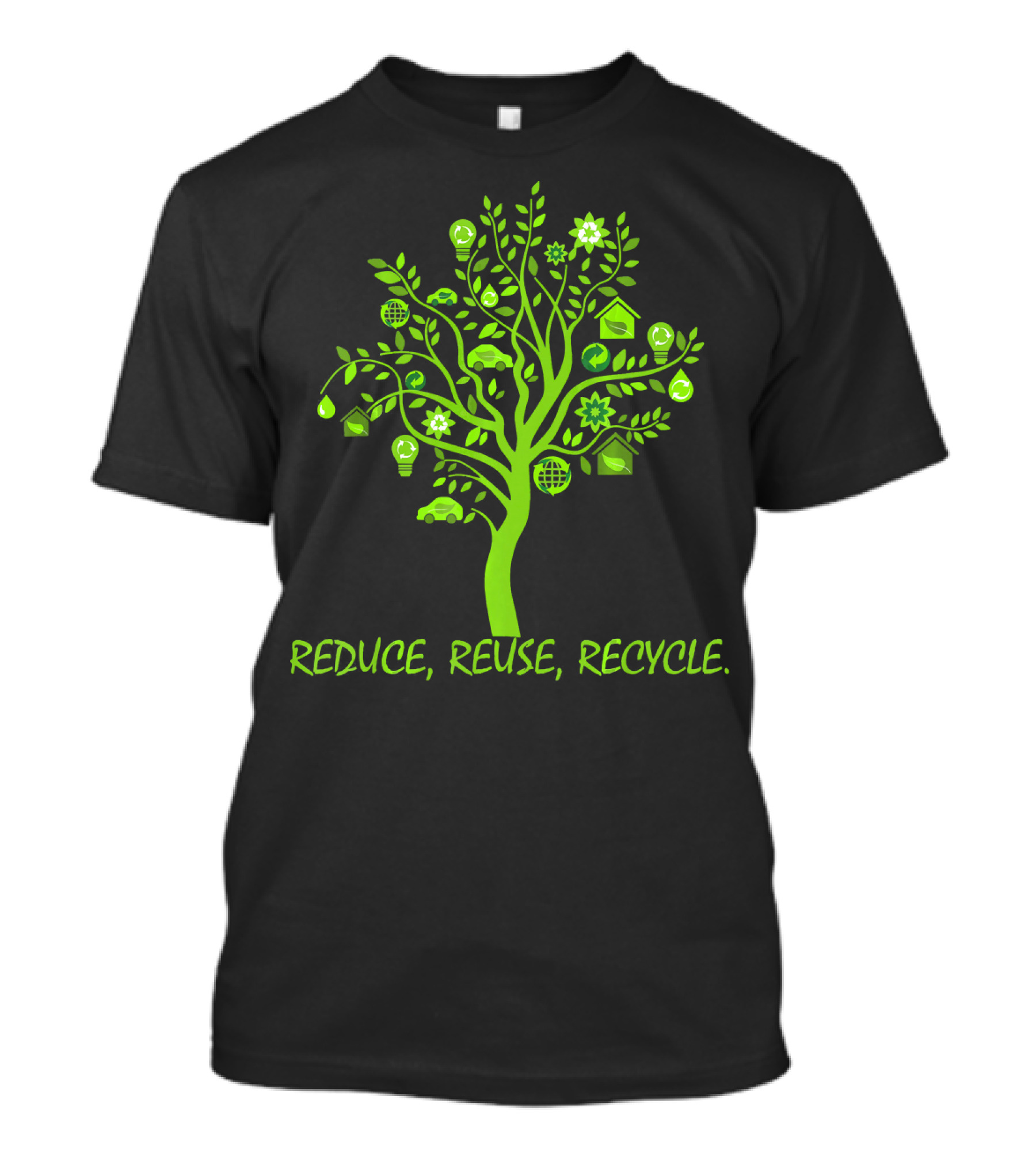 Reduce Reuse Recycle Earth Day Tree With Eco Icons T-Shirt
